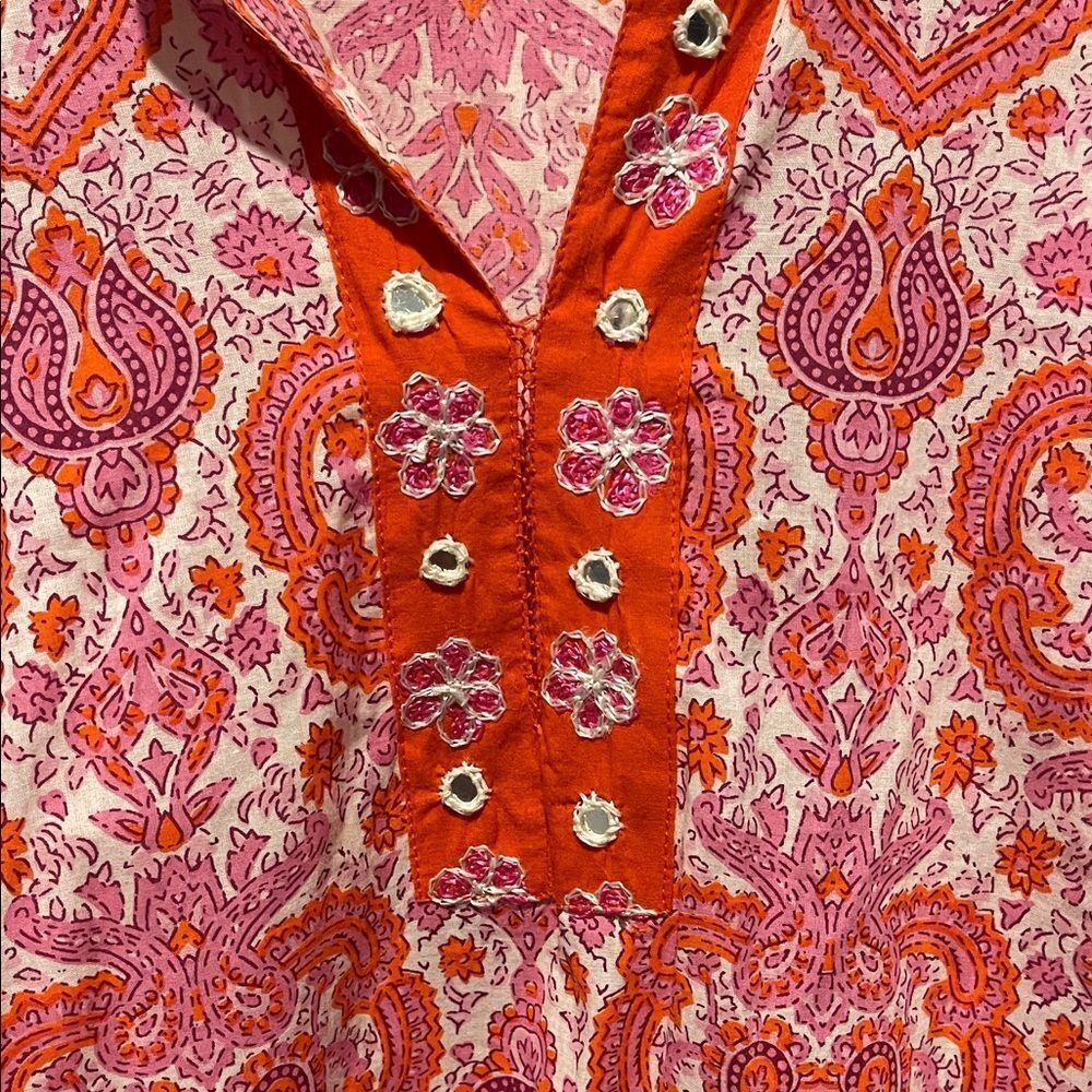 Orange and Pink Paisley Tunic - Picture 2 of 6